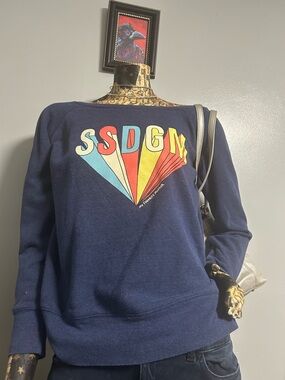 Bella Canvas Navy Crewneck Sweater with Retro Multicolor SSDGM Graphic